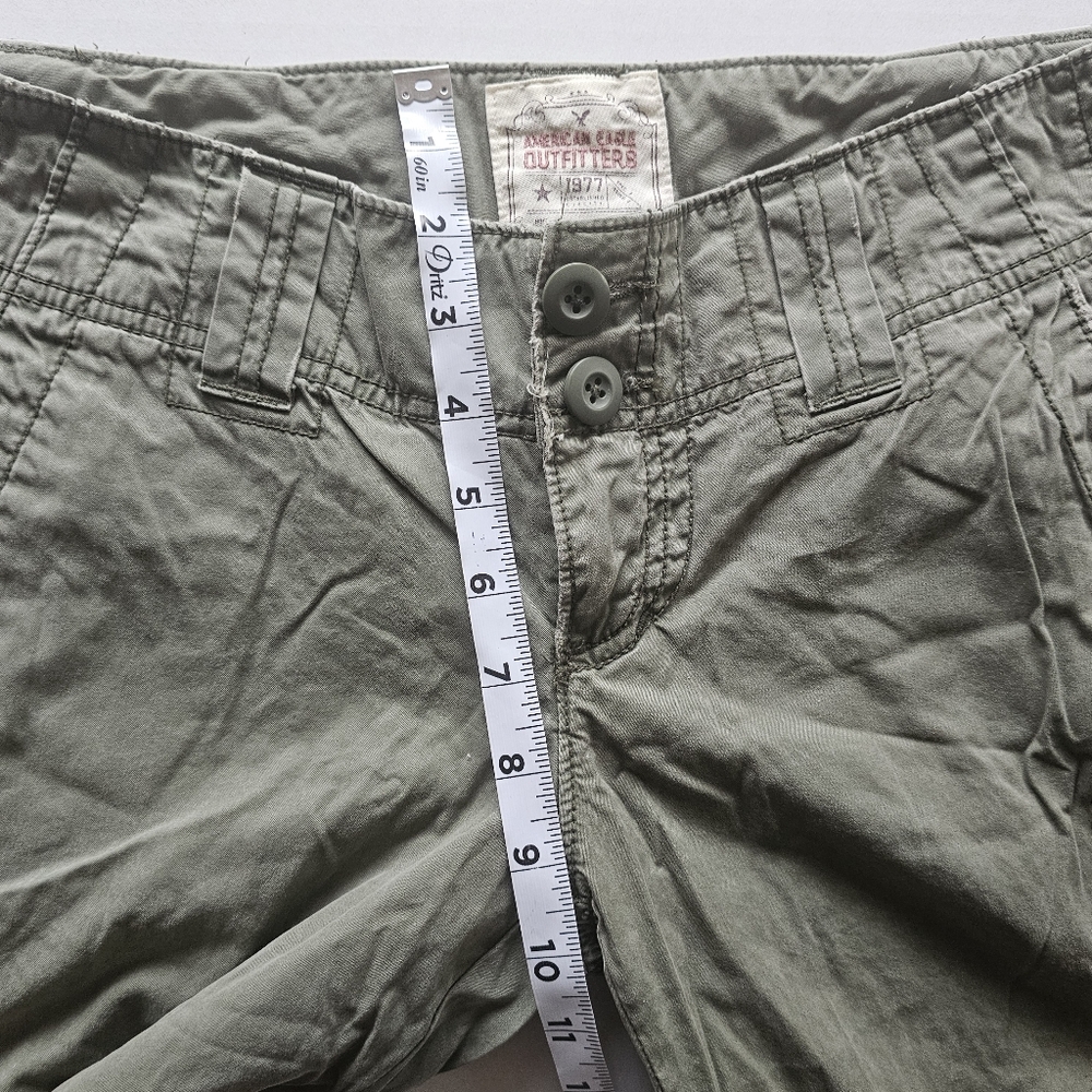 Vtg American Eagle Y2K Cargo Pants 2 Olive Green Utility Low Rise Streetwear - Picture 14 of 16